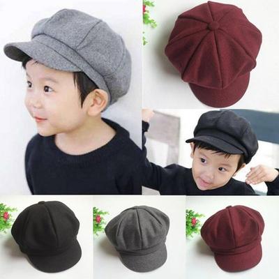 Fashion Kids Adult Unisex Solid Color Octagonal Peaked Cap Painter Beret Hat