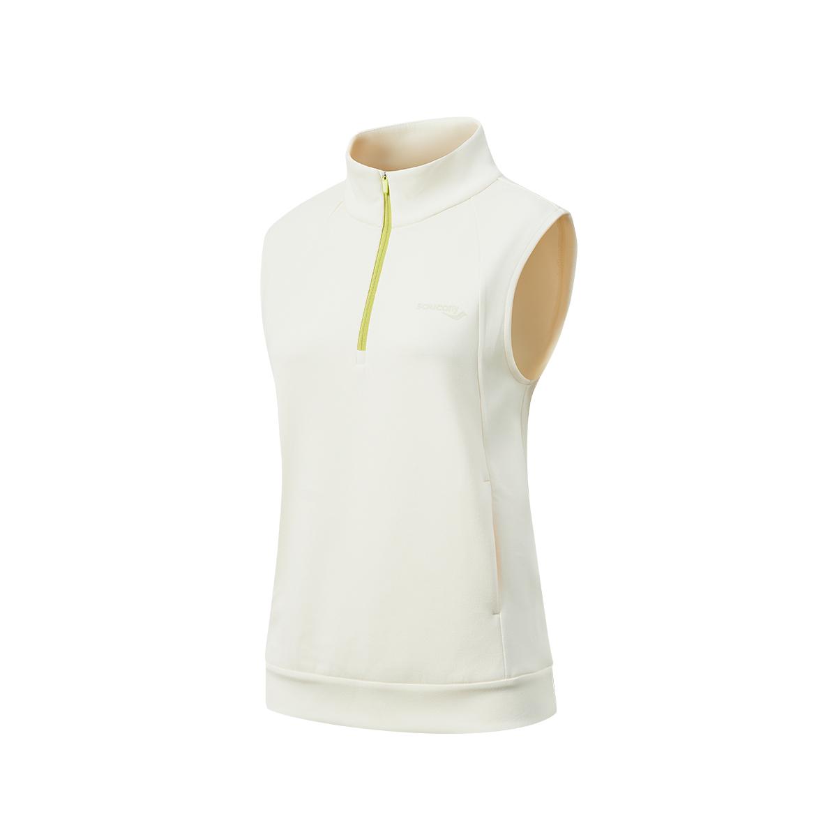 

Saucony Solid Color Comfortable Casual Sports Stand Collar Sleeveless Vest Women vest Natural-White SC1249027A-WT16 S