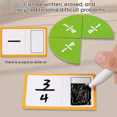 1 Set Fraction Learning Cards Percentage Decimal Fraction Tiles Circles Math Manipulatives Elementary Students Teaching Aid Educational Fraction
