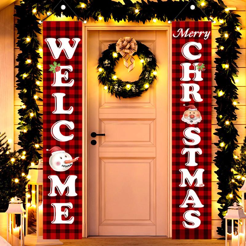 Merry Christmas Hanging Door Banner Santa Claus Snowman Couplet New Year Christmas Decorations For Home Xmas Gifts Navidad