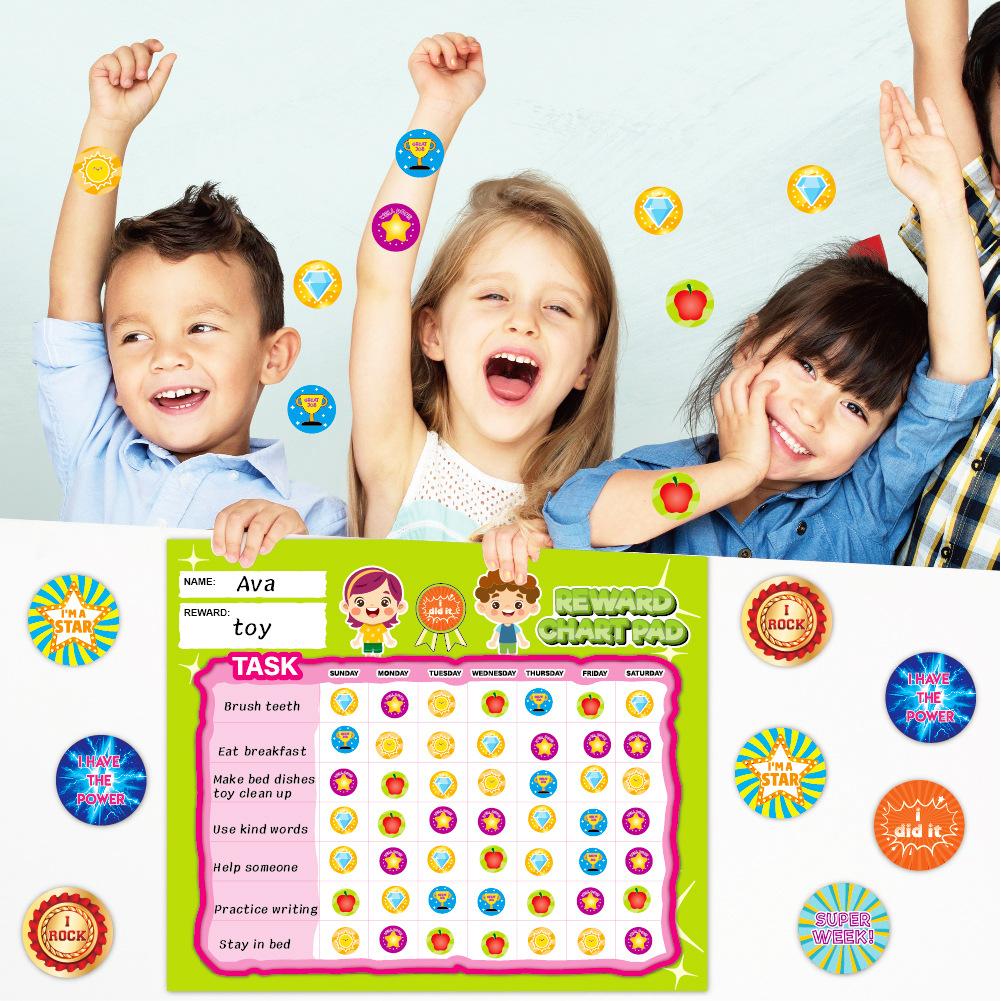 Magnetischer Hausaufgabenplan für Kinder - Cartoon-Belohnungsaufkleberplan mit Abreißseiten, Verhaltens-Sternenplan für Kleinkinder, Kinder-Verantwortungsplan