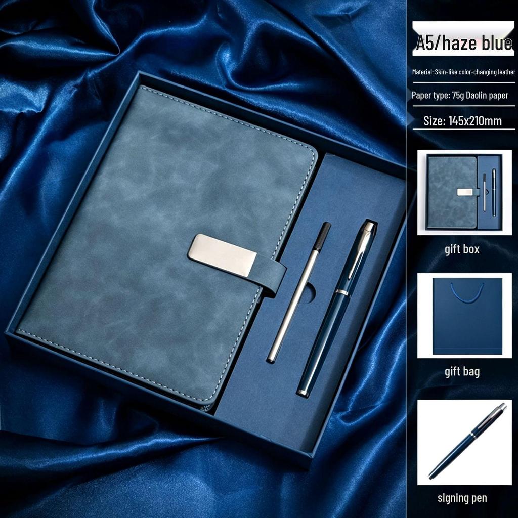 A5 Custom Logo Business Notebook Set - Premium Gift for Office Meetings