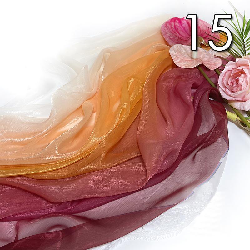 1/2/5 Meter 30D Rainbow Gradient Color Chiffon Fabric Organza Tulle Fabric For Diy Ancient Style Hanfu Silky Dress Stage Garment