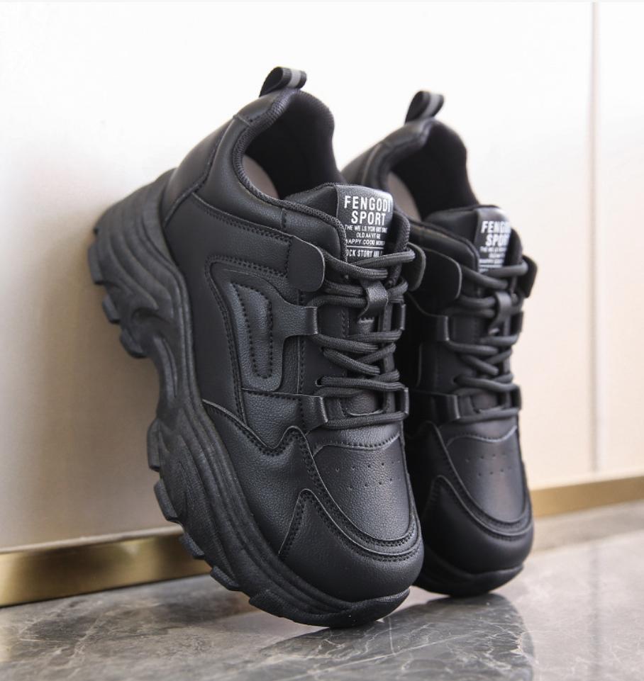 White Platform Women's Sneakers  Spring Lace-Up Thick Bottom Vulcanize Shoes Woman Pu Leather Breathable Sports Shoes Ladies