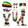 Rastafarian Women's Jewelry Set Juneteenth Jamaica African Accessories Headband,Sunglasses,Wood Dangle Earrings,Necklace