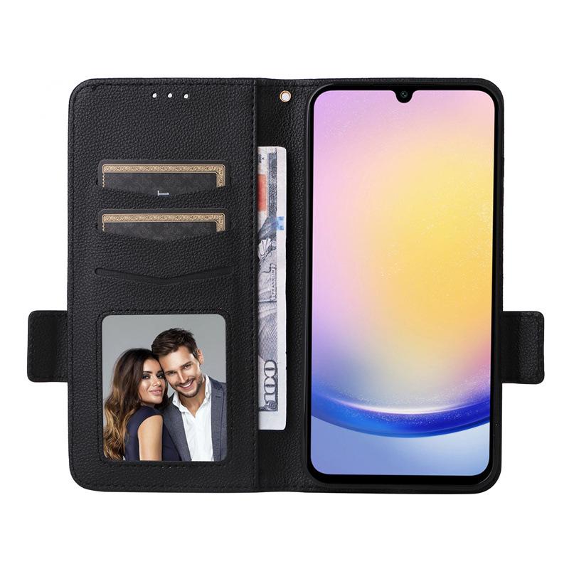 Samsung M55/C55 5G Leather Phone Case with Card Holder, Stand, and Lanyard