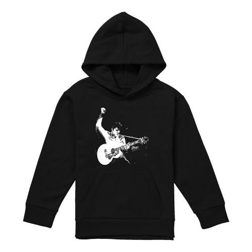 Elvis Presley Childrens/Kids Guitarman Black and White Hoodie