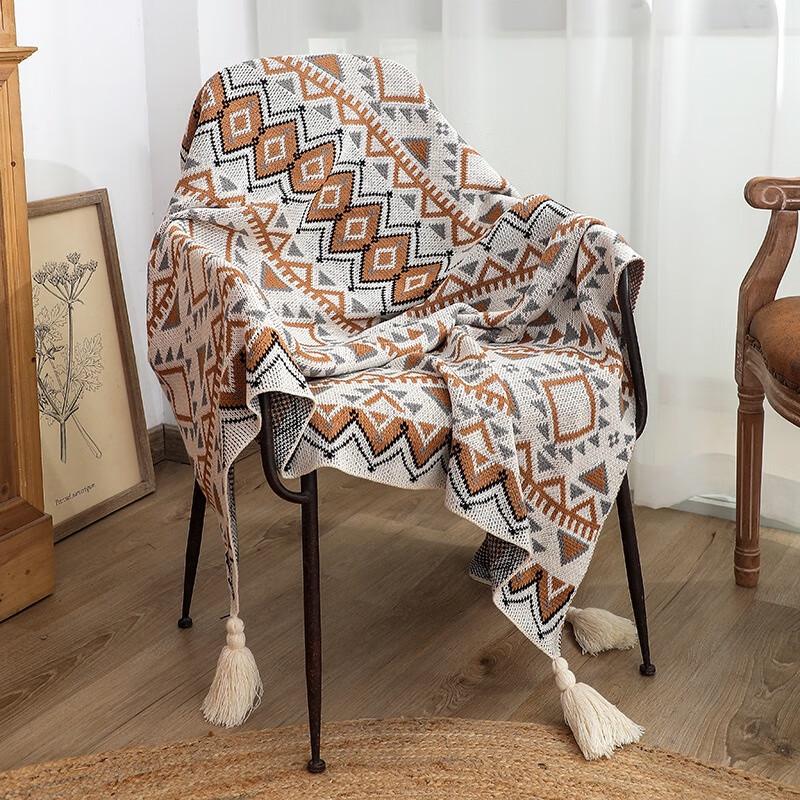 OEING Bohemian Knitted Sofa Throw Blanket