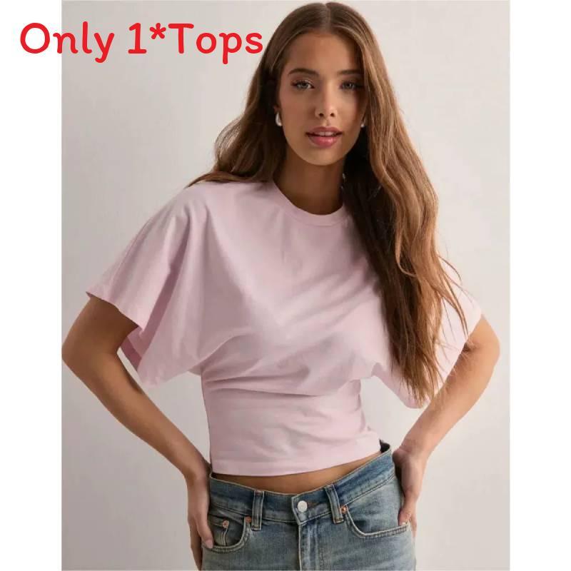Minimalist Cotton T Shirt With Short Sleeves For Casual Summer Wear