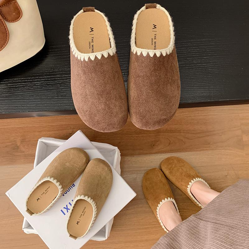 Plateau Boken Schuhe Damen 2025 Neu Boken Baotou Halbschuhe Retro Mules Ein Pedal Slipper