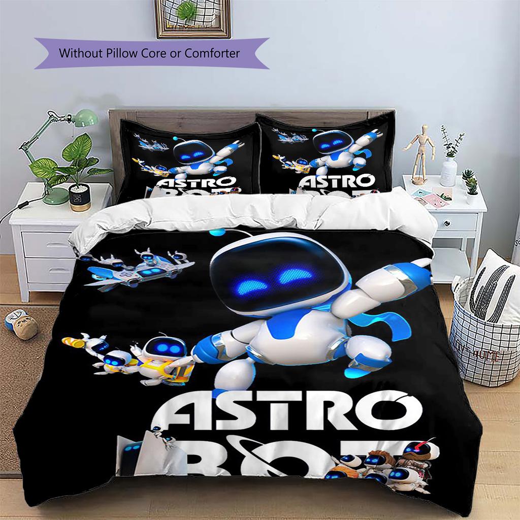Parure de lit motif ASTRO BOT, Ensemble couette Housse de couette Taie d'oreiller Cadeau d'anniversaire pour la maison (1 housse de couette + 2 taies d'oreiller, sans garniture.)