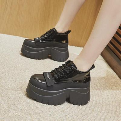 Women's British-Style Loafers: 2025 Autumn/Winter High-Top, Thick-Sole Leather Shoes for Petite Feet