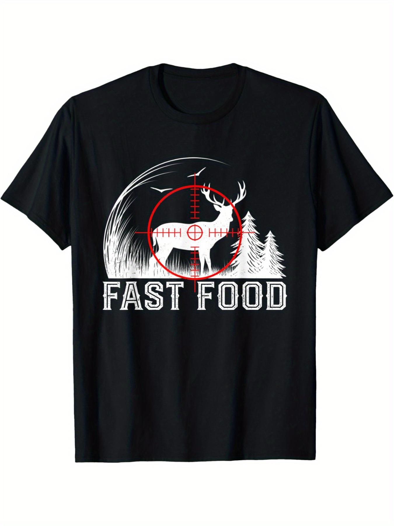 Deer Hunting Funny Hunter Fast Food Vintage Hunters TShirt Summer 100 cotton Casual Short Sleeve TShirt S