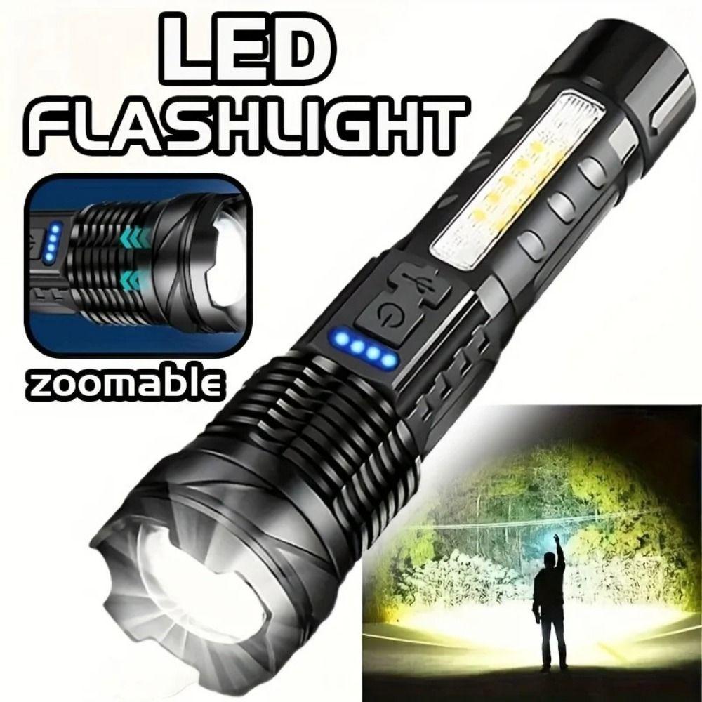 Super Bright Strong LED Flashlight Zoomable Work Flashlight Spotlight Handheld Torch  Home