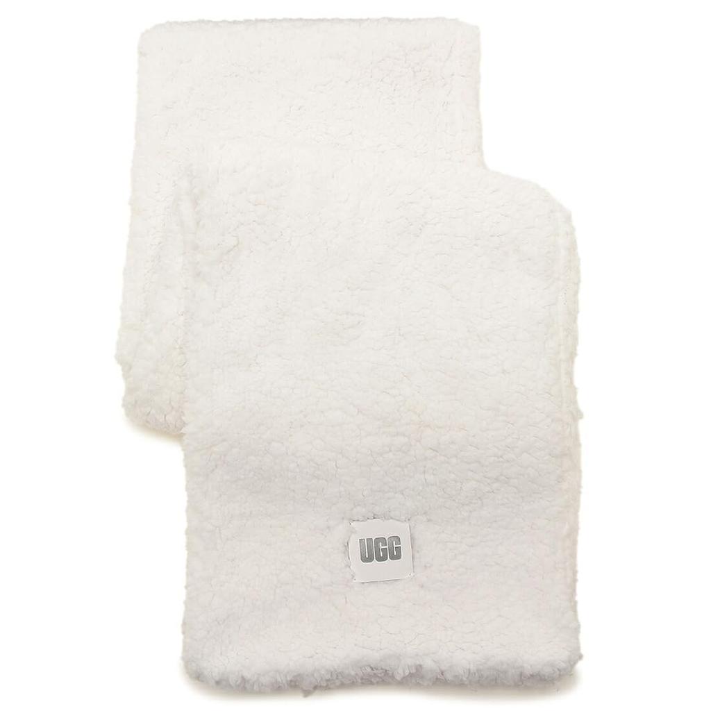 UGG Oversized Sherpa Scarf with Boa 20052 NIM Logo, White, Women's, [Used]