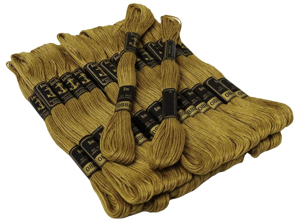 IBA Indianbeautifulart Stranded Cotton Cross Stitch Hand Embroidery Thread Floss Skeins-Golden