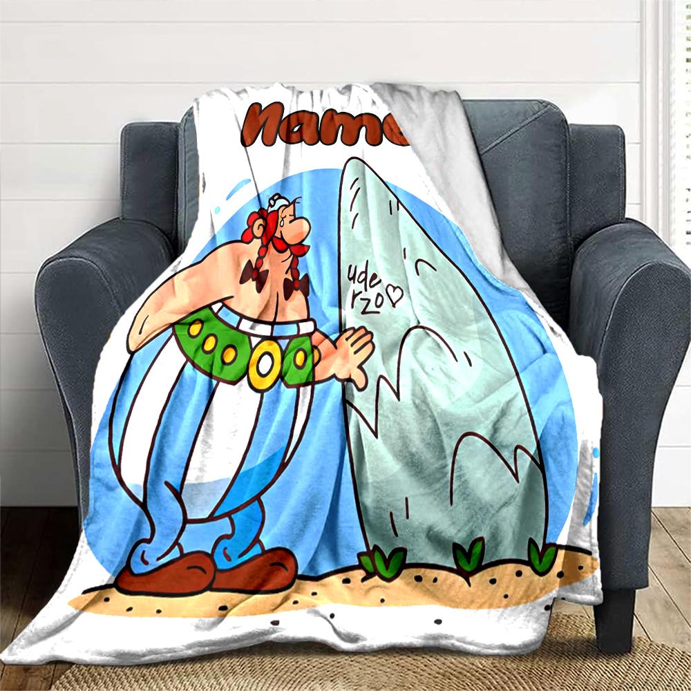 Personalisierbare Decke mit Namen und Persönlichkeit Asterix, Weich & Warm, für Sofa, Büro, Bett, Reise, Mittagspause, Geschenk, Geeignet für alle Jahreszeiten
