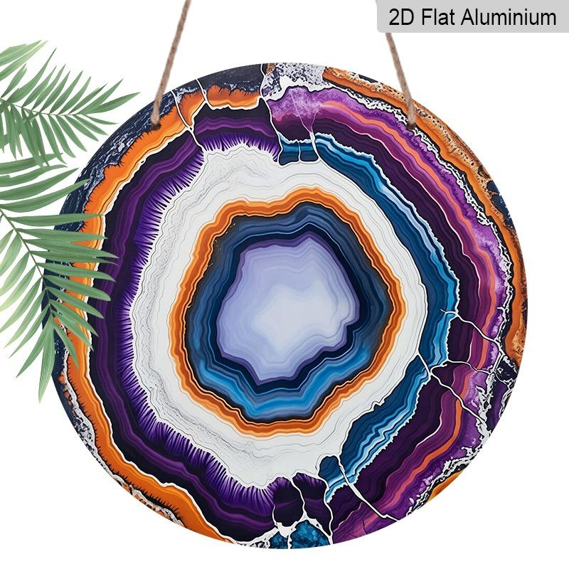 

2D Flat, Retro-style Round Aluminum Wall Decoration, Available in Various Sizes, with Premium Mineral Facets. Suitable for Indoor and Outdoor Hanging 20*20cm