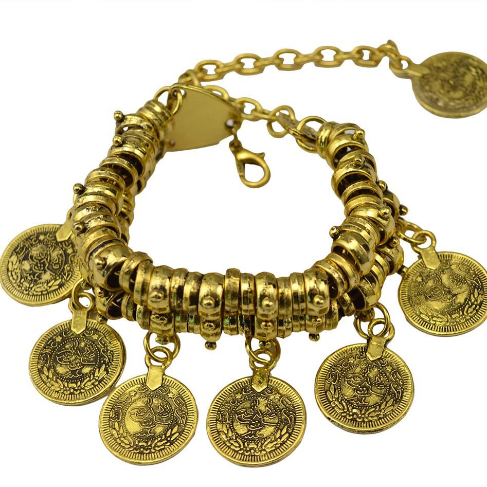 Fashion Retro Dual-use Coin Anklet/Bracelet with Engraved Design