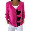 V-Neck 5-Button Printed Cardigan Sweater