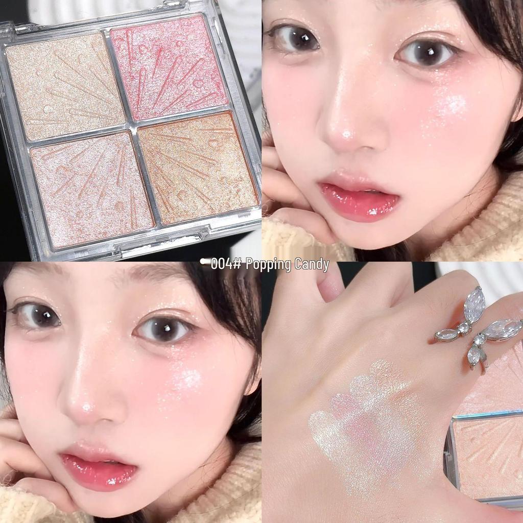 FAMOTY Chasing Light Four-Color Glitter Highlighter Palette for Brightening and Contouring