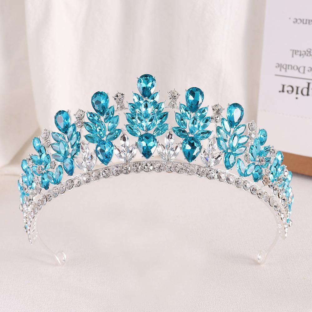 DIEZI Lusso Coreano 20 Colori Cristallo Opale Verde Corona Copricapo Sposa Nuova Elegante Tiara Regina Fasce per Capelli Vestito da Sposa Bambina