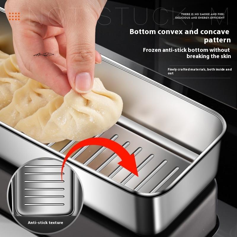 Stainless Steel Rectangle Food Storage Container with Cover Noodles Fruit Tray Lunch Box Thick Refrigerator Organizer Dish Plate