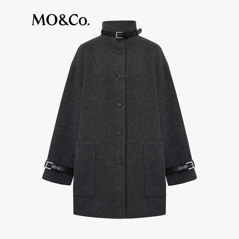 MO&Co. Women's Merino Wool High-Neck Double-Faced Coat