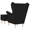 Vidaxl Armchair with Footstool, Black, Upholstered In Fabric