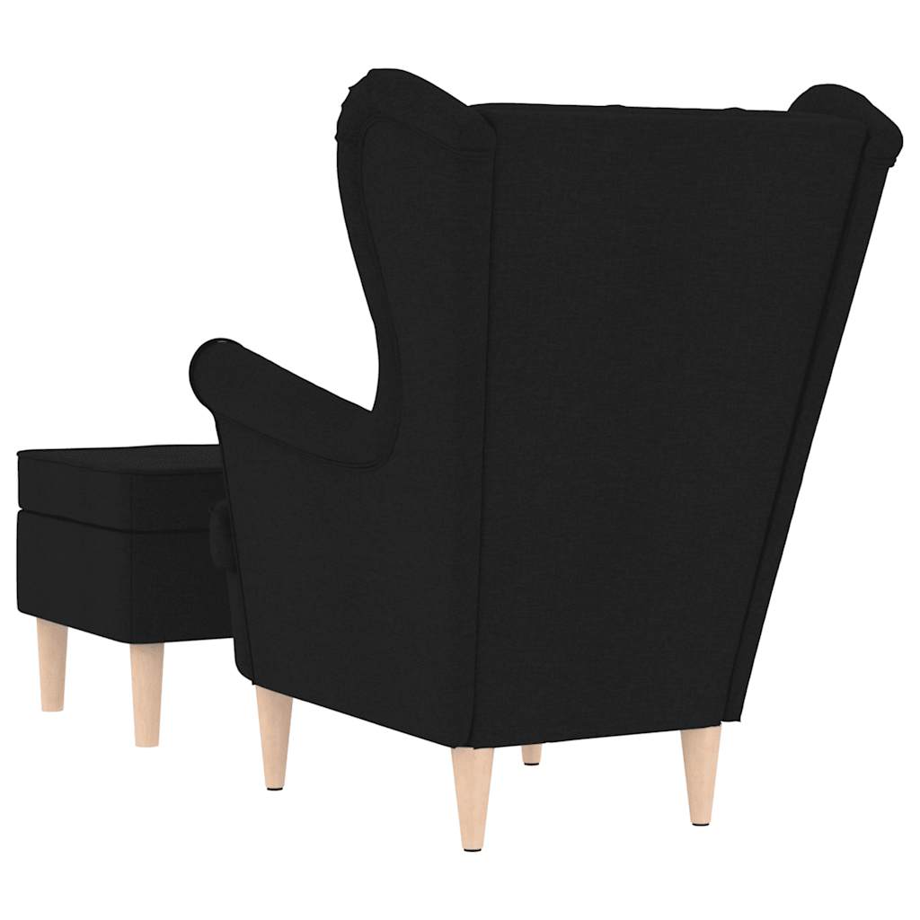 Vidaxl Armchair with Footstool, Black, Upholstered In Fabric