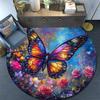 Butterfly Garden Round Area Rug,Carpet Rug for Living Room Bedroom Sofa Playroom Decor,Non-slip Floor Mat
