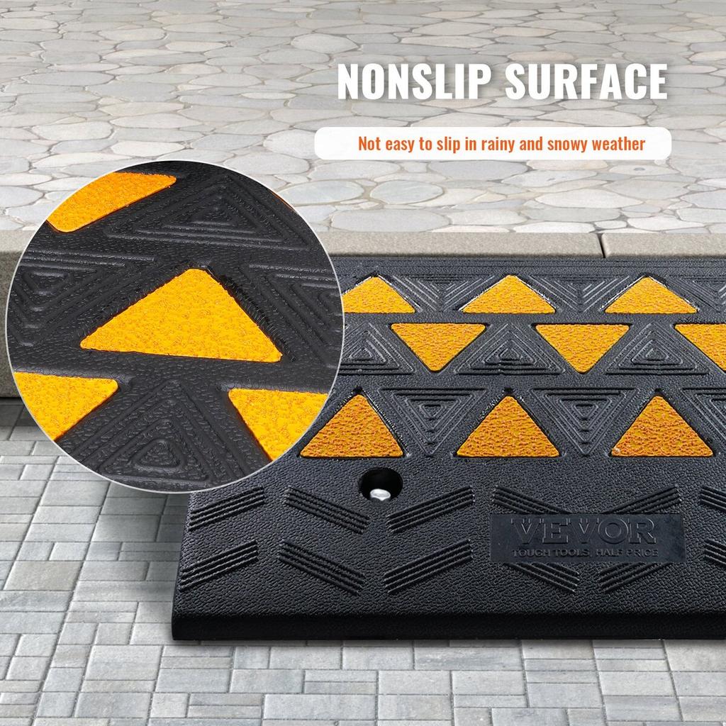 Rubber Curb Ramp 2 Pack, 6" Rise Height Heavy-Duty 33069 Lbs/15 T Capacity Threshold Ramps, Driveway Ramps with Stable Grid Structure for Cars,