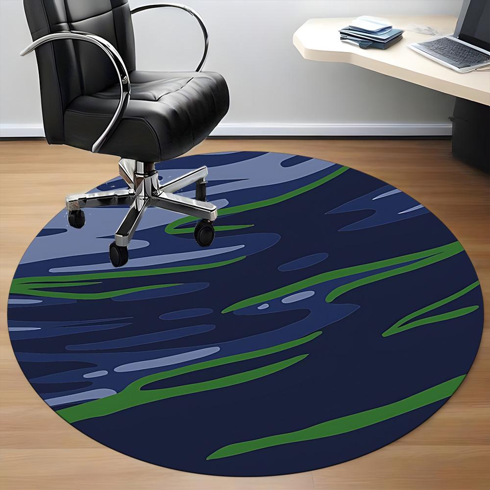 1pc Ocean Waves Office Round Rug, Non-slip, Soft and Durable Office Rug for Interior Decoration, Perfect for Office,Decoration yy260204093