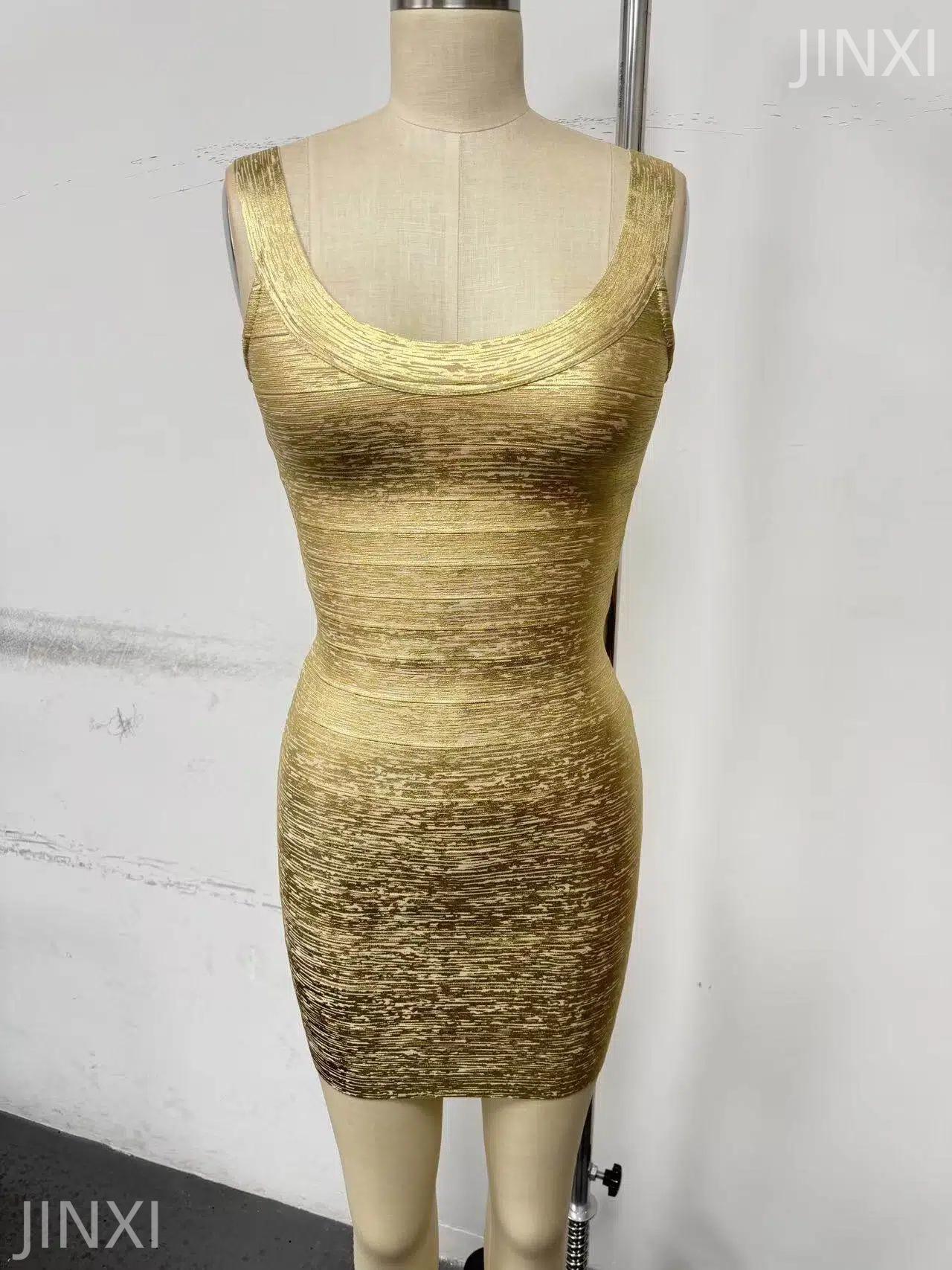 Elegant Gold Sequin Spaghetti Strap Bodycon