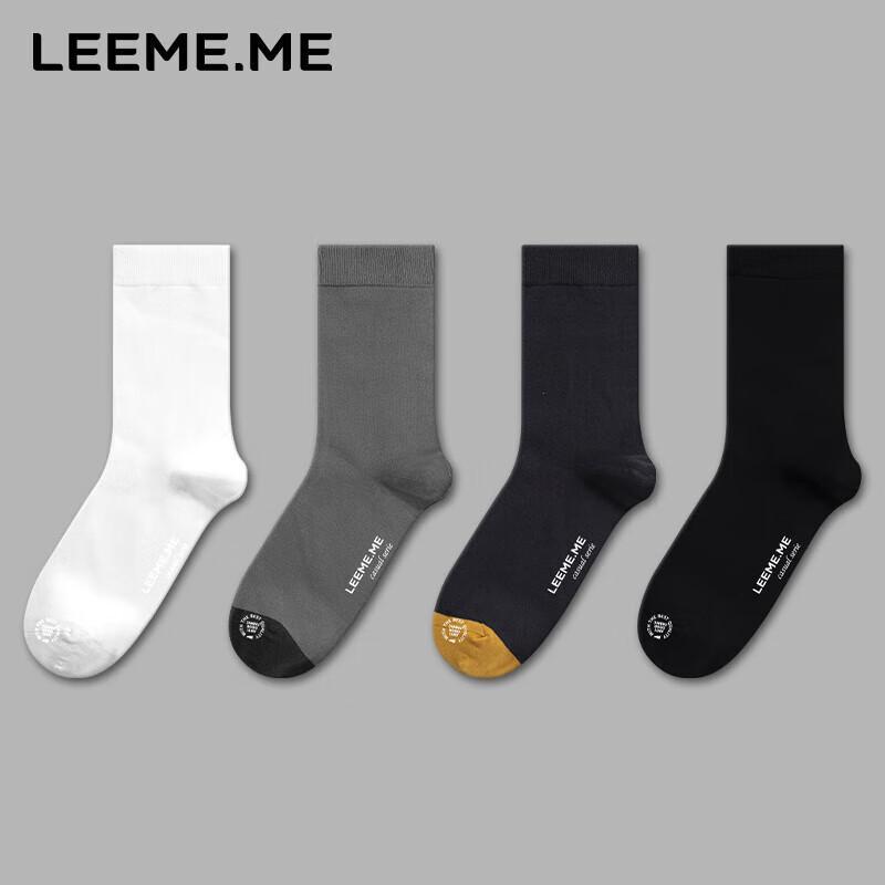 Limi Men s Antibacterial Mid-Calf Cotton Socks (4 Pairs) One Size белый
