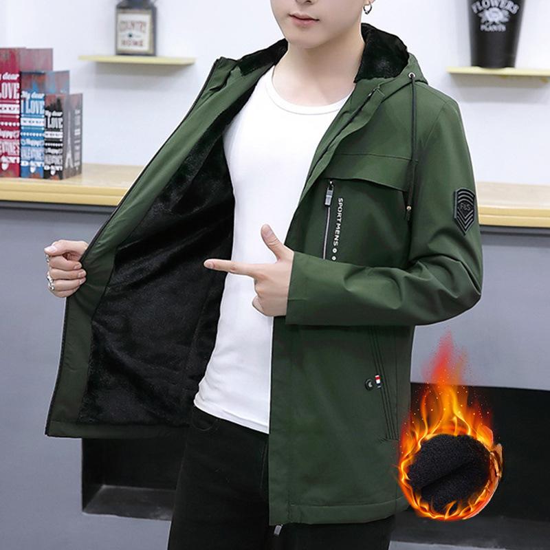 

Coats Men s Jackets Autumn and Winter Casual Young Men s Windbreaker Mid-Length Korean Style Work Clothes Men s Velvet 5XL