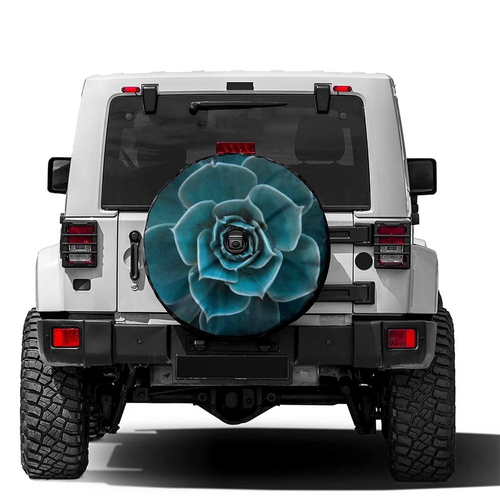 

Delerain Spare Tire Cover with Backup Camera Hole, Teal Cactus 17 with Backup Camera Hole