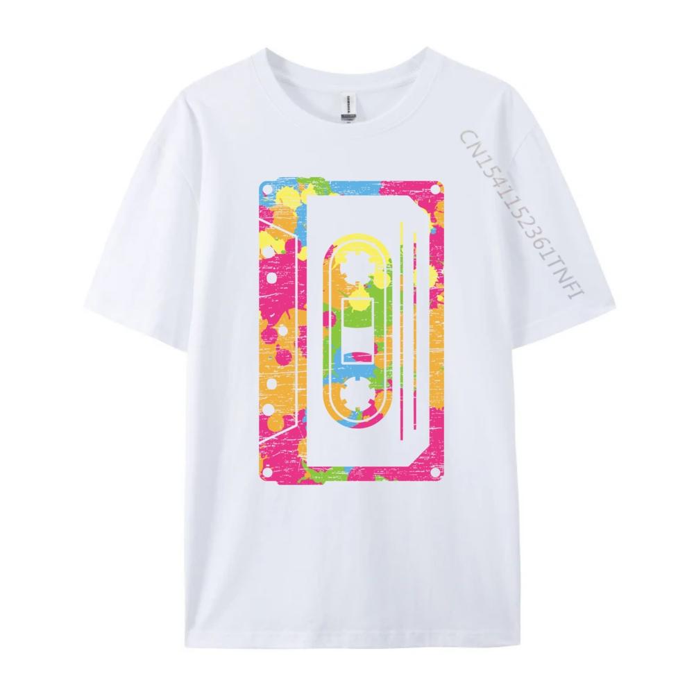Retro Colorful Cassette Design Oversized T Shirt Unisex Vintage T Shirts Mens Tshirts Lovers Day