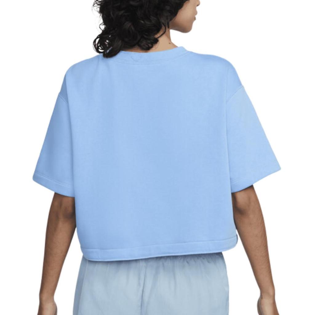 Nike Casual Round Neck Pullover High Waist Cropped Drawstring Stitching Short Sleeve Drop Shoulder T-Shirt Women T-Shirt Blue DM6745-412