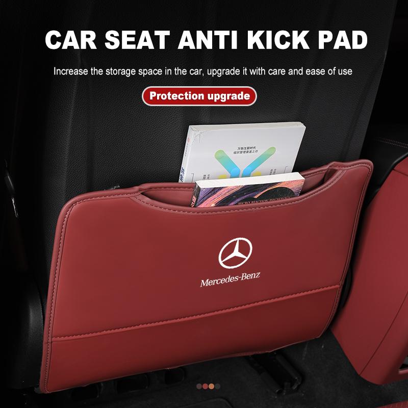 Leather Car Anti Kick Pad Seat Back Protector Mat Accessories For Mercedes Benz W211 W124 W176 W177 C180 C200 C260 C300 GLC CLE