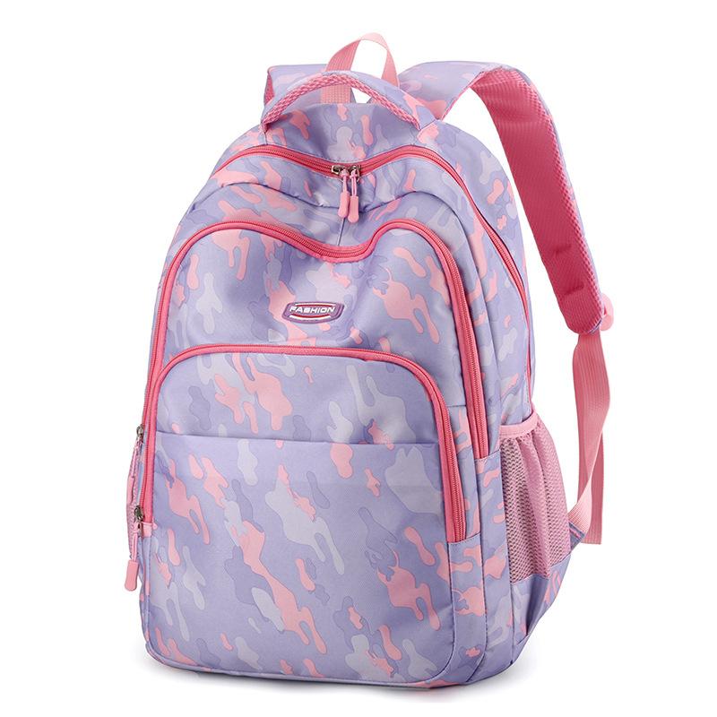 

Contrasting Pattern Stripe Neutral Backpack Splash Proof Outdoor Travel Bag фіолетовий