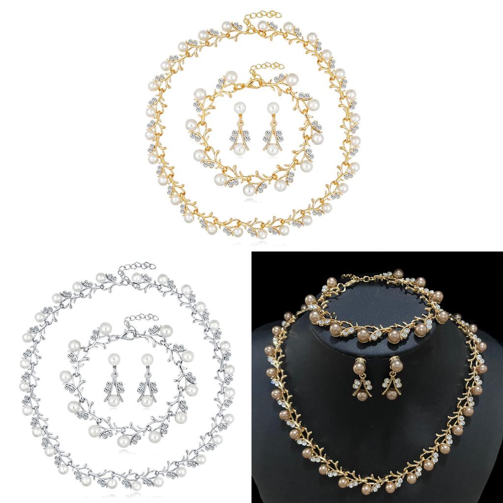 Elegant Jewelry Set With Artificial Pearl Flower Pendant For Womens Fashion Accessory Collection