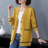 Odzież wierzchnia Kardigan Damski Średniej Długości Wiosna Jesień Duży Rozmiar Luźny Sweter Dzianinowy Płaszcz Gruby Dzianinowy Żakiet