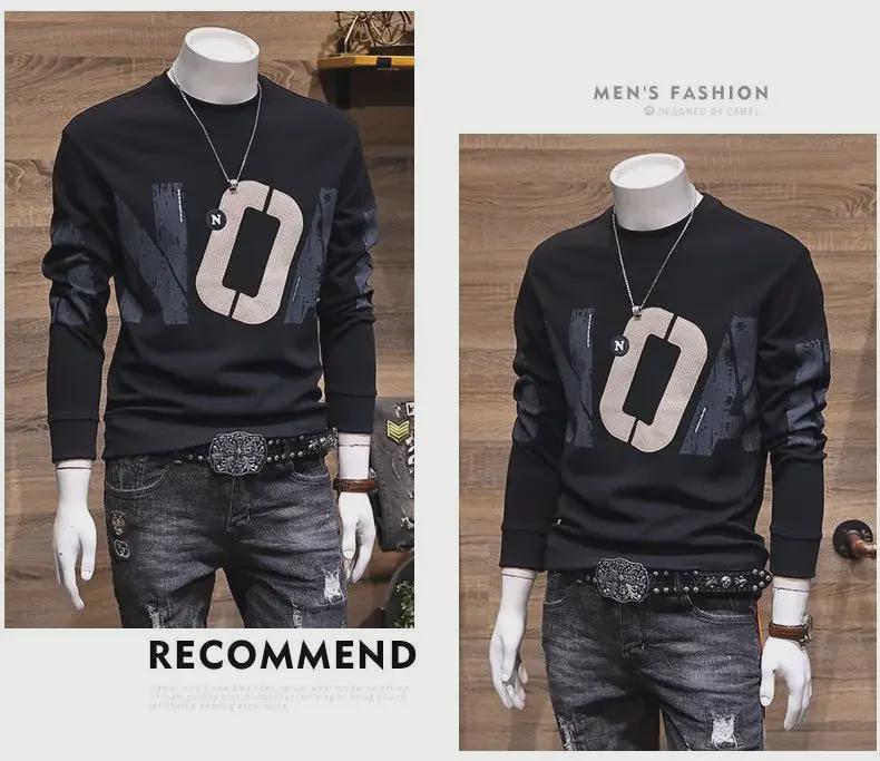 Men's 2023 Korean Style Slim Fit Letter Print Sweatshirt - Trendy, Thickened, Casual Jacket for Autumn and Winter