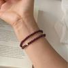 Beaded Garnet & Gold Square Bead Double Wrap Bracelet for Men & Women