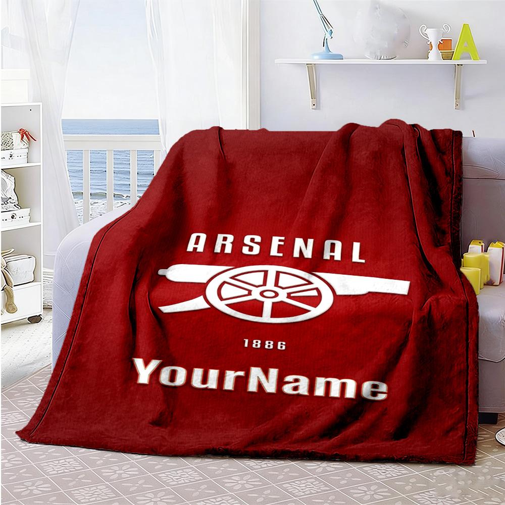 Arsenal Personalized Text Blanket Throw Personalized Blanket Ultra-Soft Perfect for Livingroom Picnics Bed Living Room Four Seasons Multipurpose