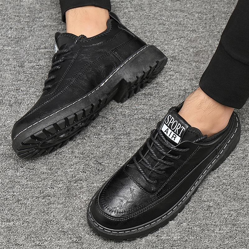Fashion 2024 Men Leather Platform Oxfords Slip On Thick Bottom Men's Derby Shoes Casual Loafers Mens Square Toe Formal Dress Shoes
