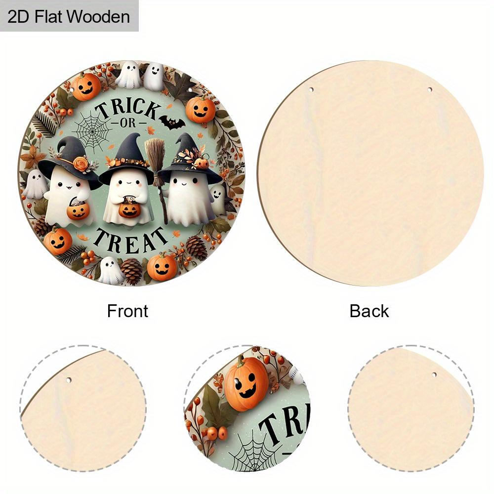 Wooden Halloween Sign with Adorable Ghost Pattern Design - Charming Wall Pediments - Ideal for Front Door, Yard, Porch, Room Decor