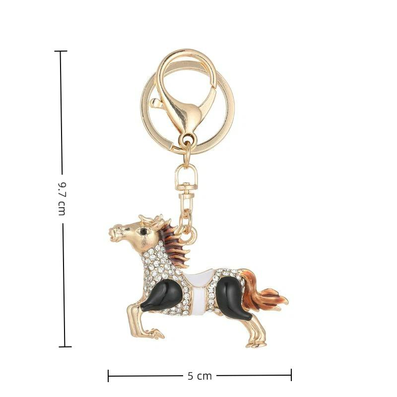 Fashion Metal Rhinestone Pony Keychain Pendant For Women Men Zodiac Horse Car Keyring Backpack Decoration Jewelry New Year Gift