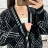 New Imitation Mink Women's Plaid Loose Lazy Wind Fairy Sister Student Sweater Women's Jacket Knitted Cardigan
